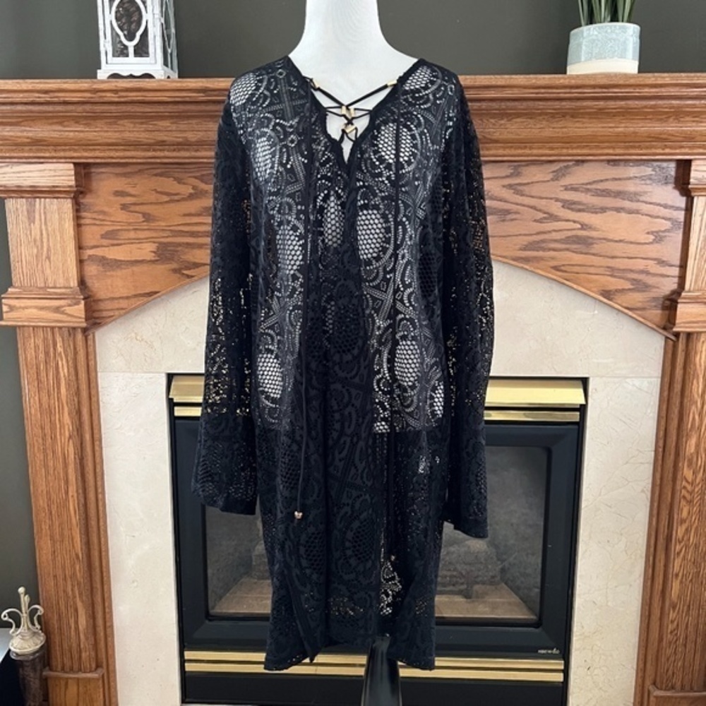 Spiaggia Dolce‎ Black Lace Swim Cover Up Sz. 1X